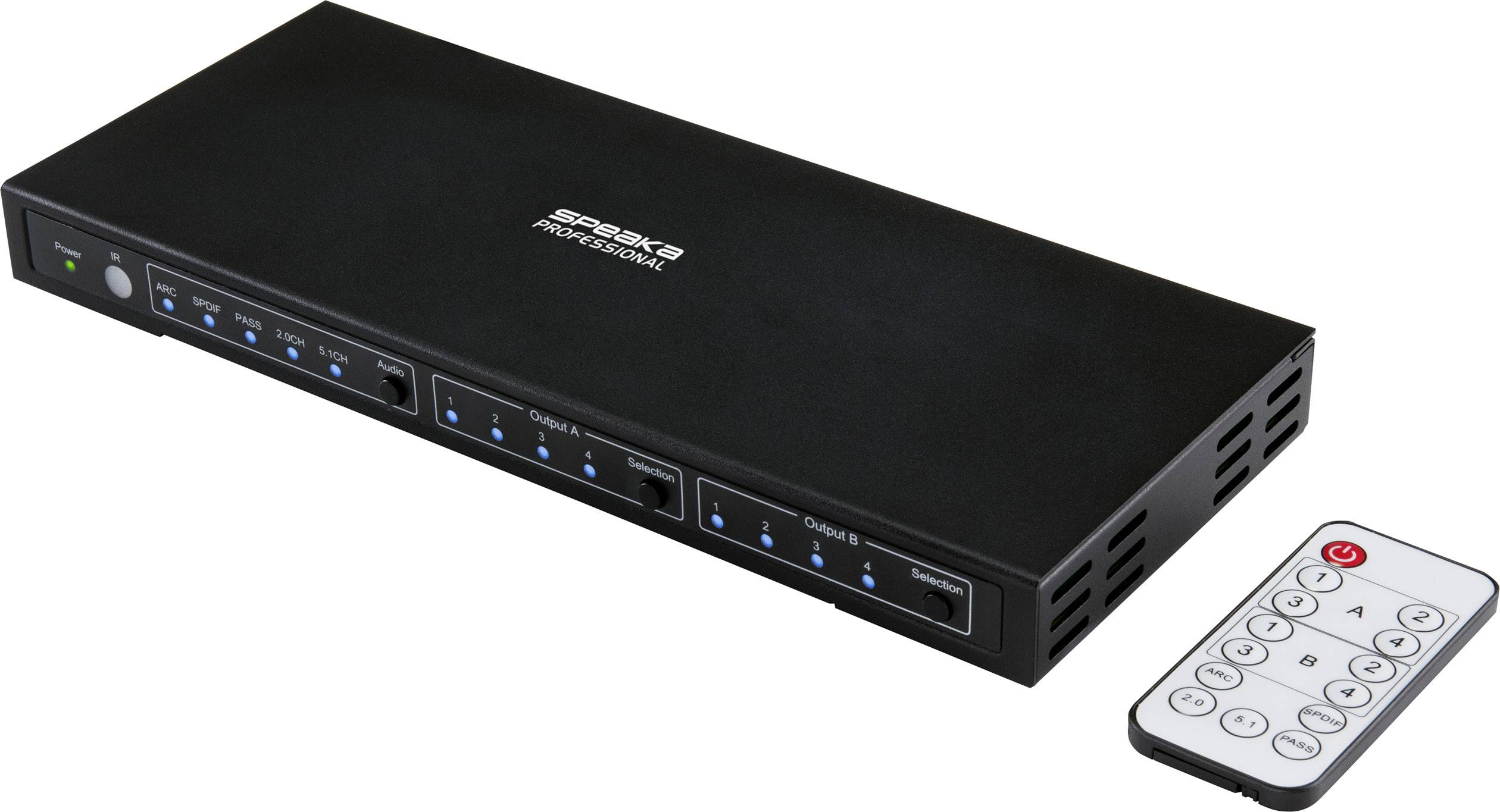SpeaKa Professional  4x2 porty HDMI přepínač s audio porty 3840 x 2160 Megapixel černá