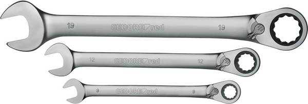 Gedore RED 3300872 R07205005 sada plochých oboustranných ráčnových klíčů 5dílná Délka klíče (cm) (jen pro nadpis) 07 - 19 mm