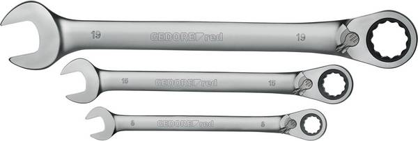 Gedore RED 3300873 R07205012 sada plochých oboustranných ráčnových klíčů 12dílná Délka klíče (cm) (jen pro nadpis) 07 - 19 mm