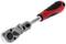 Nastavitelný ráčnový klíč s černou a červenou rukojetí, vhodný pro utahování nebo povolování šroubů a matic.