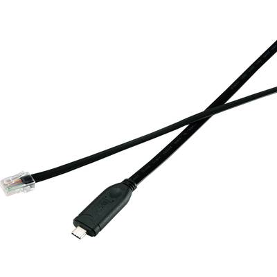 Černý kabel propojuje RJ-11 konektor (telefon) s USB portem, často používaný pro připojení modemu.