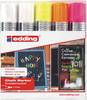 Edding 4090 4-4090-5999 křídový popisovač bílá, bílá, neonově žlutá, neonově oranžová, neonově růžová 4 mm, 15 mm