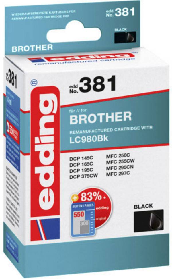 Edding Ink náhradní Brother LC-980BK kompatibilní  černá EDD-381 18-381