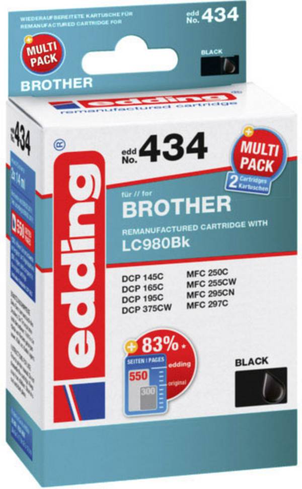 Edding Ink náhradní Brother LC-980BK kompatibilní Dual černá EDD-434 18-434