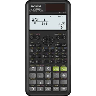 Vědecký kalkulátor Casio fx-87DE PLUS s displejem zobrazujícím výpočty '2/3 + 6/3' a '4/3'.