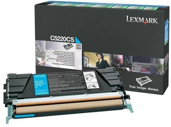 Tonerová kazeta Lexmark C5220CS před balením. Obal zobrazuje usměvavé lidi při práci. Určeno pro tiskárny Lexmark C522, C524.
