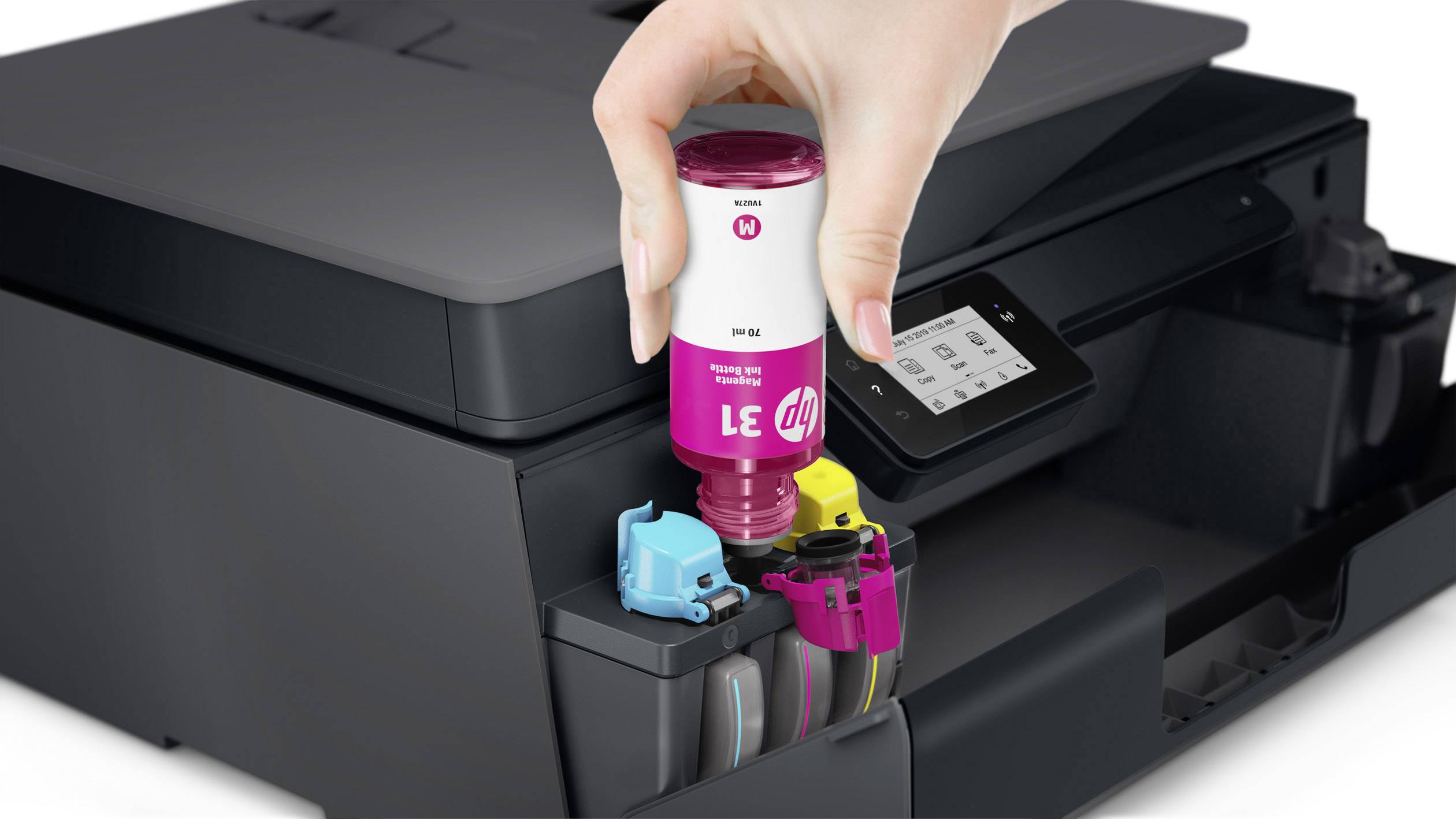 HP Smart Tank Plus 655 multifunkční tiskárna inkoustová barevná A4 tiskárna, skener, kopírka, fax ADF, Bluetooth®, Tinte-8