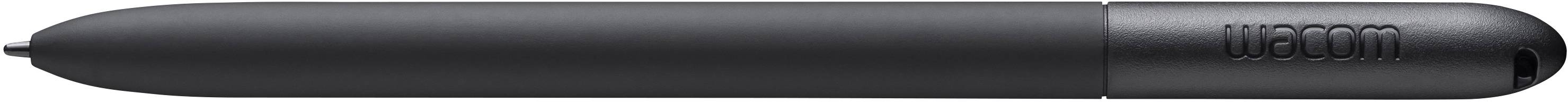 Černý, štíhlý but/pero na kreslení s logem 'Wacom' na straně, vhodný pro grafické aplikace.
