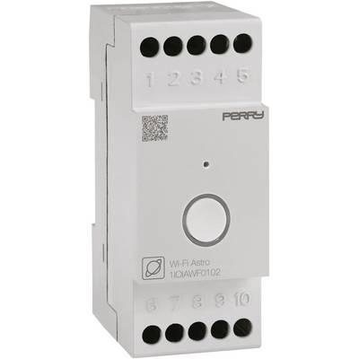 Elektrický řídicí přístroj s funkcí Wi-Fi, model 'Perry Wi-Fi Astro'. Zobrazuje vstupy a výstupy pro kabelové připojení.