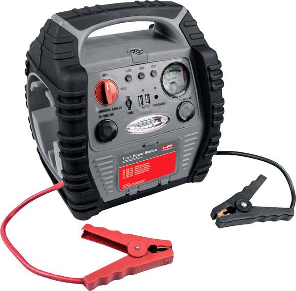 HP Autozubehör systém pro rychlé startování auta 7 in1 Power Pack 900A, 20717, max. startovací proud 400 A, 2x výstup 12 V, indikátor stavu nabití, kovové kleště, kompresor, SOS signalizační kontrolka, 2x USB konektor, pracovní osvětlení