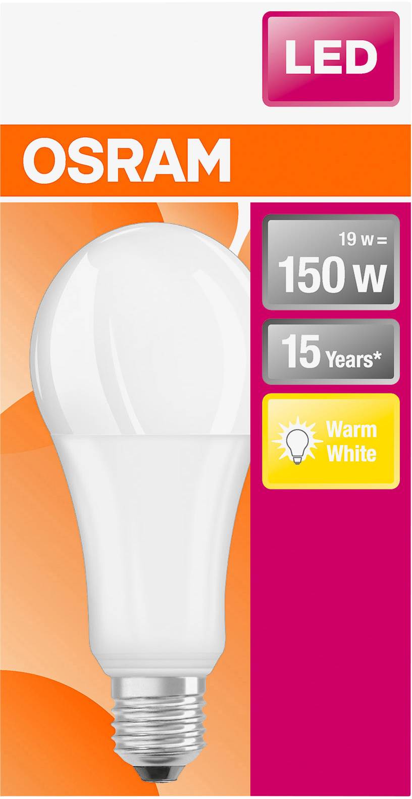 OSRAM HOMELIGHTING 4058075245976 LED Energetická třída (EEK2021) E (A - G) E27 klasická žárovka 19 W = 150 W teplá bílá 
