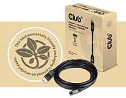 Kabel Club 3D Dualhead DisplayPort 1.2 v ekologickém obalu. USB kabel s rostlinným logem pro udržitelnost.