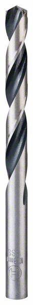 Kovový vrták se spirálovitými břity a rýhovanou stopkou, vhodný pro přesné vrtání do kovových povrchů.