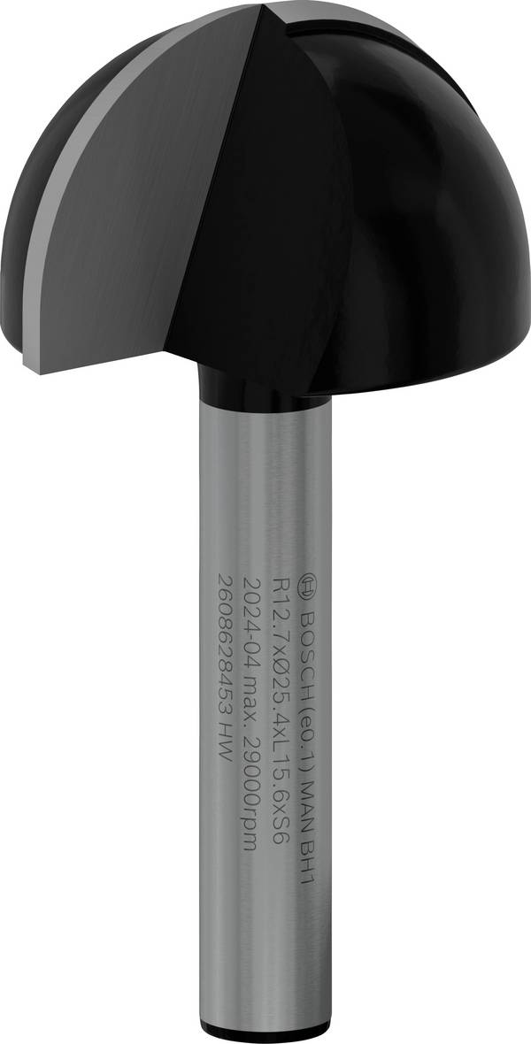 Bosch Accessories 2608628453 dlabací fréza, tvrdokov, půlkruhový oblouk, Délka 49 mm, Vnější Ø 25.4 mm, Pracovní délka 15.60 mm, Ø hřídele 6 mm