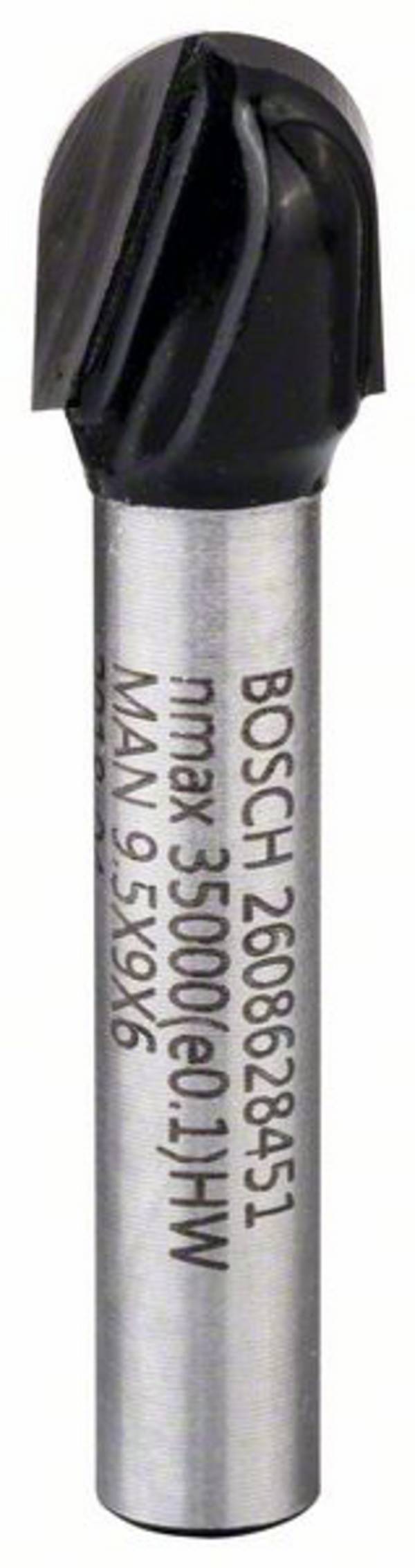Bosch Accessories 2608628451 dlabací fréza, tvrdokov, půlkruhový oblouk, Délka 40 mm, Vnější Ø 9.5 mm, Pracovní délka 9.20 mm, Ø hřídele 6 mm