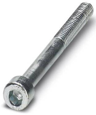 Šestihranný stříbrný šroubový šroub na bílém pozadí.