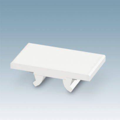 Bílá obdélníková deska se dvěma háčky na spodní straně, před modrým pozadím. Vhodná pro upevnění na povrch.