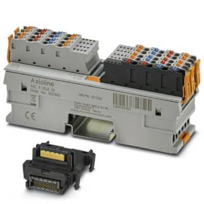 Třídílný elektrický konektorový systém s několika kontakty v šedé a oranžové barvě pro propojení elektrických komponent.