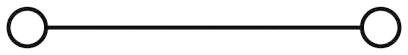 Jednoduchá, rovná černá čára s kruhem na každém konci.