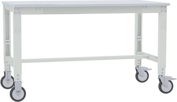 Manuflex  AU7347.7035    Pracovní stůl univerzální speciální mobilně se plastové desky, Šxhxv = 1500 x 600 x 752-972 mm    šedobílá (RAL 7035)