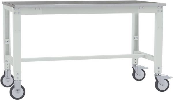 Manuflex  AU7394.7035    Pracovní stůl univerzální speciální mobilně se plech krytina deska, Šxhxv = 1750 x 1000 x 752-972 mm    šedobílá (RAL 7035)