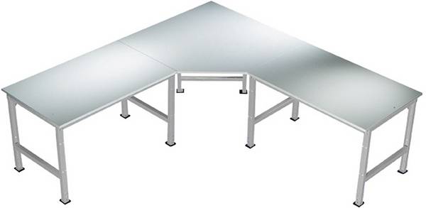 Manuflex  AU0032.9006    Univerzální Funfeck-Verkettungselement s linoleum deska, na stůl hloubka = 600 mm    hliníkově stříbrná
