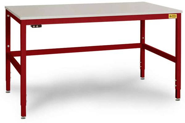 Manuflex  LC3113.3003  ESD  ESD pracovní stůl CANTOLAB speciální s kaučuk, Šxhxv = 2000 x 800 x 752-952 mm    rubínově červená
