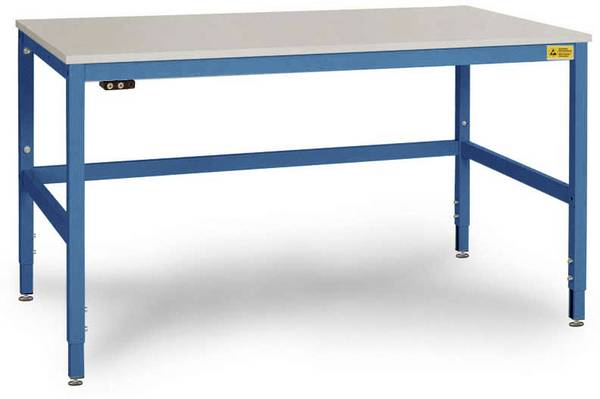 Manuflex  LC3926.5007  ESD  ESD pracovní stůl CANTOLAB speciální s plastové desky, Šxhxv = 2000 x 1000 x 758-958 mm    brilantní modrá (RAL 5007)
