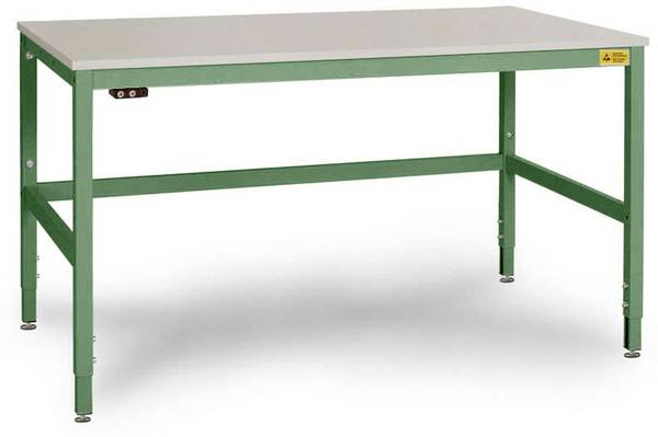 Manuflex  LC3916.6011  ESD  ESD pracovní stůl CANTOLAB speciální s plastové desky, Šxhxv = 1600 x 800 x 758-958 mm    rezedově zelená (RAL 6011)