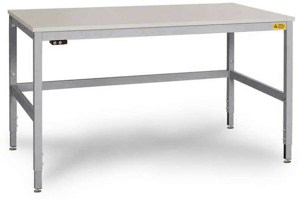Manuflex  LC3918.9006  ESD  ESD pracovní stůl CANTOLAB speciální s Melaminplatte, Šxhxv = 1600 x 800 x 752-952 mm    hliníkově stříbrná