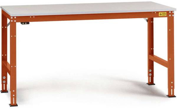 Manuflex  LU4008.2001  ESD  ESD pracovní stůl Univerzální standardní základní stůl s Melaminplatte, Šxhxv = 1000 x 600 x 763-873 mm    červenooranžová (RAL 2001)