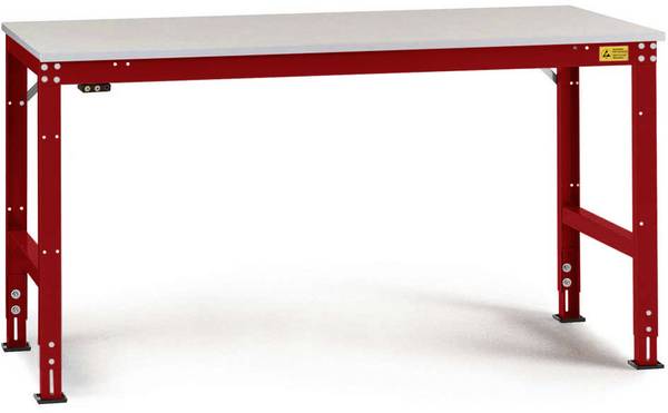 Manuflex  LU4003.3003  ESD  ESD pracovní stůl Univerzální standardní základní stůl s kaučuk, Šxhxv = 1000 x 600 x 760-870 mm    rubínově červená