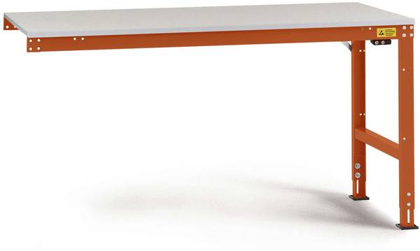 Manuflex  LU6093.2001  ESD  ESD pracovní stůl Univerzální standardní Přístavný stůl s kaučuk, Šxhxv = 1750 x 1000 x 760-870 mm    červenooranžová (RAL 2001)