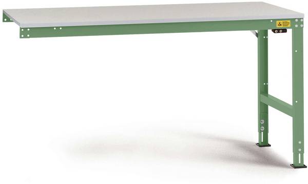 Manuflex  LU6073.6011  ESD  ESD pracovní stůl Univerzální standardní Přístavný stůl s kaučuk, Šxhxv = 1500 x 1200 x 760-870 mm    rezedově zelená (RAL 6011)