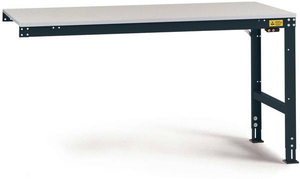 Manuflex  LU6126.7016  ESD  ESD pracovní stůl Univerzální standardní Přístavný stůl s plastové desky, Šxhxv = 2000 x 1000 x 766-876 mm    antracitová