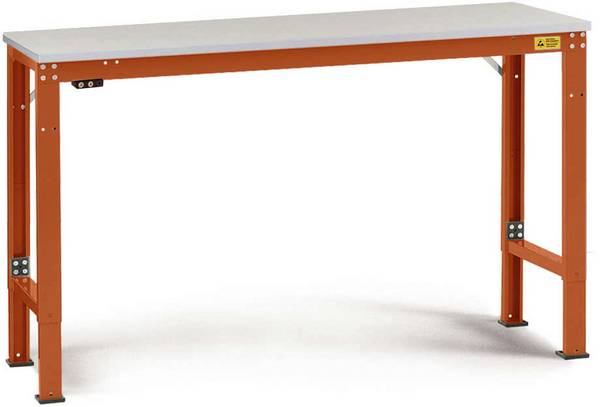 Manuflex  LU7048.2001  ESD  ESD pracovní stůl univerzální speciální základní stůl s Melaminplatte, Šxhxv = 1500 x 600 x 725-1025 mm    červenooranžová (RAL 2001)