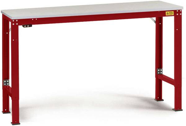 Manuflex  LU7163.3003  ESD  ESD pracovní stůl univerzální speciální základní stůl s kaučuk, Šxhxv = 2500 x 1200 x 722-1022 mm    rubínově červená
