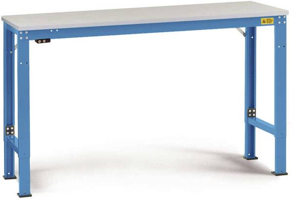 Manuflex  LU7126.5012  ESD  ESD pracovní stůl univerzální speciální základní stůl s plastové desky, Šxhxv = 2000 x 1000 x 728-1028 mm    světle modrá (RAL 5012)