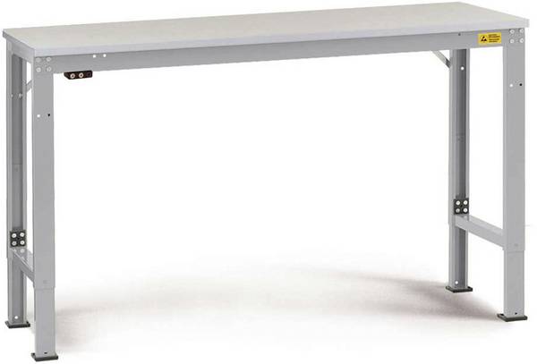 Manuflex  LU7146.9006  ESD  ESD-Arbeitstisch UNIVERSAL Spezial Grundtisch mit Kunststoffplatte, BxTxH = 2500 x 800 x 728-1028 mm    hliníkově stříbrná