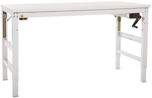 Manuflex  LU9056.9006  ESD  ESD pracovní stůl UNIVERZÁLNÍ ERGO K s plastové desky, Šxhxv = 1500 x 800 x 728-1028 mm    hliníkově stříbrná