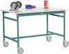 Manuflex BB4001.5021 Servírovací stolek základní mobilně se Melamin-Tischplatte v vodní modrá RAL 5021, Šxhxv: 750 x 500 x 850 mm vodní modrá