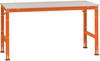 Manuflex AU6004.2001 Pracovní Přístavný stůl Univerzální standardní samořeznými krytina deska, Šxhxv = 1000 x 600 x 760-870 mm, červenooranžová (RAL 2001) , deska /rám + 2 nohy