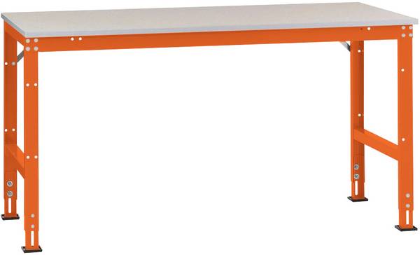 Manuflex  AU4184.2001    Pracovní základní stolní Univerzální standardní samořeznými krytina deska, Šxhxv = 3000 x 1000 x 760-870 mm    červenooranžová (RAL 2001)
