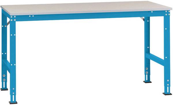 Manuflex  AU4129.5012    Pracovní základní stolní Univerzální standardní s PVC dekorační deska, Šxhxv = 2000x1000x760-870 mm    světle modrá (RAL 5012)