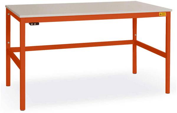 Manuflex  LC1036.2001  ESD  ESD pracovní stůl CANTOLAB s plastové desky, Šxhxv = 1250 x 800 x 768-788 mm    červenooranžová (RAL 2001)