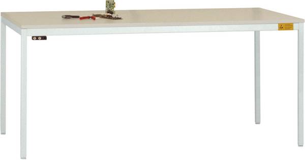 Manuflex  LD1116.7035  ESD  ESD pracovní stůl UNIDESK s plastové desky, světle šedá RAL 7035, Šxhxv = 2000 x 800 x 723-733 mm    šedobílá (RAL 7035)