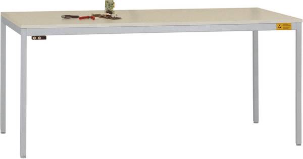 Manuflex  LD1116.9006  ESD  ESD pracovní stůl UNIDESK s plastové desky, hliníkově stříbrná podobný RAL 9006, Šxhxv = 2000 x 800 x 723-733 mm    hliníkově stříbrná