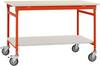 Manuflex BB5301.2001 Kompletní servírovací stolek základní mobilně se Melamin-Platte + mezi dno, Šxhxv: 750 x 500 x 850 mm červenooranžová (RAL 2001)