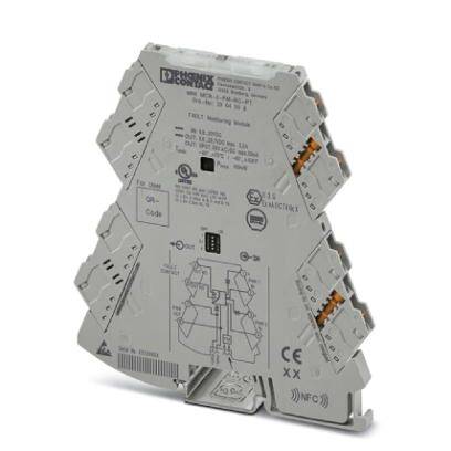 Elektronický interfaceový modul, šedý, s několika konektory a logem značky vlevo nahoře.