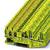 Vícepolový svorkovnicový blok v žluto-zelené barvě určený pro použití v elektrických rozvaděčích pro strukturované propojení kabelů.